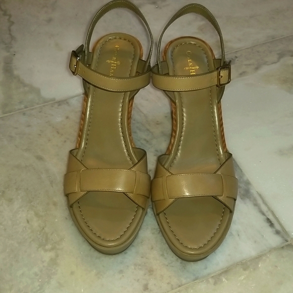 Cole Haan Shoes - Cole Haan Paley Wedge Sandals Summer Khakis Size 9.5 B
